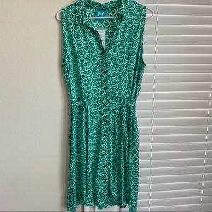 ESCAPADA | Emerald & White Cucumber Dress - Large (NWT)